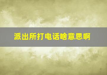 派出所打电话啥意思啊