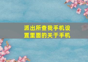 派出所查我手机设置里面的关于手机