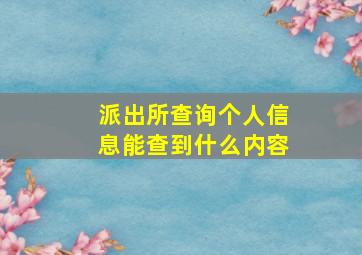 派出所查询个人信息能查到什么内容