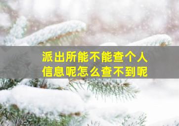 派出所能不能查个人信息呢怎么查不到呢