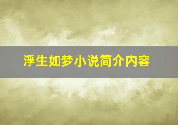 浮生如梦小说简介内容