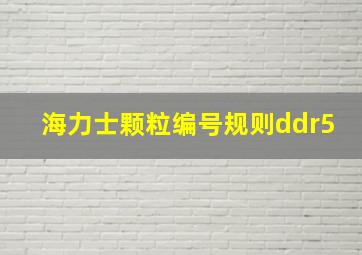 海力士颗粒编号规则ddr5