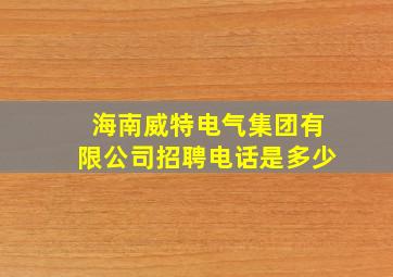 海南威特电气集团有限公司招聘电话是多少