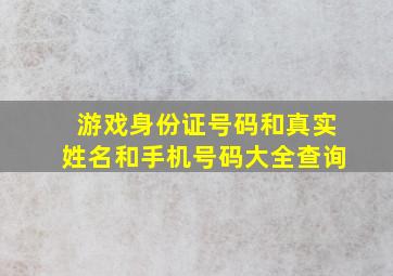 游戏身份证号码和真实姓名和手机号码大全查询