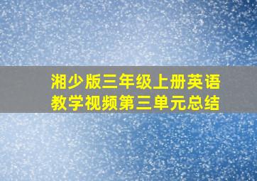 湘少版三年级上册英语教学视频第三单元总结