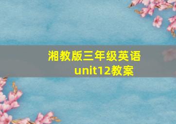 湘教版三年级英语unit12教案