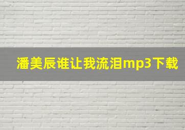 潘美辰谁让我流泪mp3下载