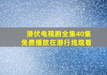 潜伏电视剧全集40集免费播放在潜行线观看