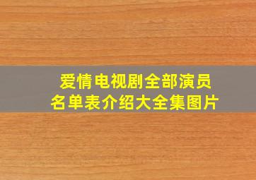 爱情电视剧全部演员名单表介绍大全集图片