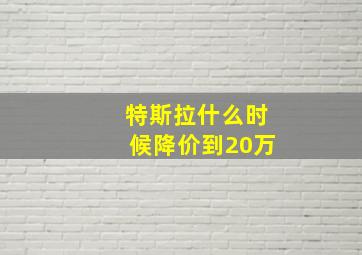 特斯拉什么时候降价到20万