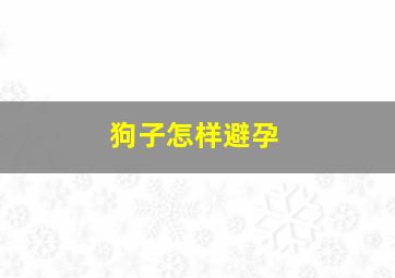 狗子怎样避孕