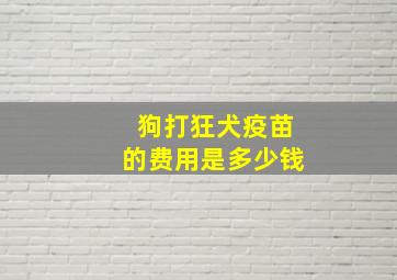 狗打狂犬疫苗的费用是多少钱