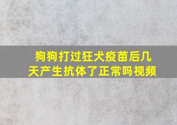 狗狗打过狂犬疫苗后几天产生抗体了正常吗视频