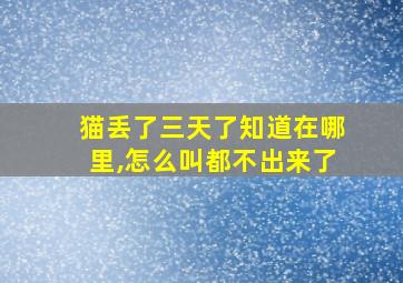 猫丢了三天了知道在哪里,怎么叫都不出来了