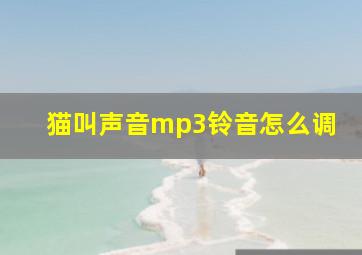 猫叫声音mp3铃音怎么调