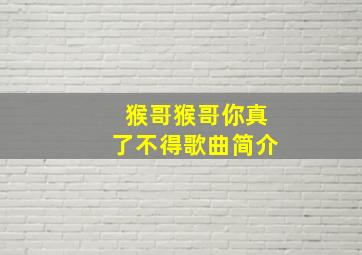 猴哥猴哥你真了不得歌曲简介