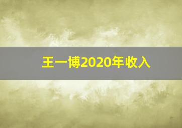 王一博2020年收入