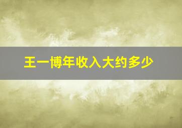 王一博年收入大约多少