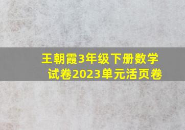 王朝霞3年级下册数学试卷2023单元活页卷