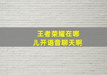 王者荣耀在哪儿开语音聊天啊