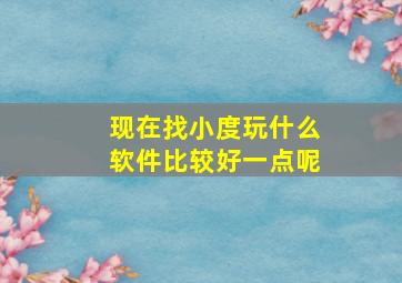 现在找小度玩什么软件比较好一点呢