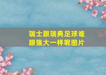 瑞士跟瑞典足球谁跟强大一样呢图片