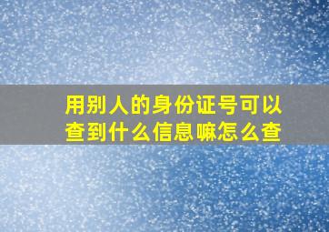 用别人的身份证号可以查到什么信息嘛怎么查