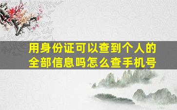 用身份证可以查到个人的全部信息吗怎么查手机号