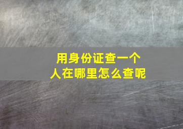 用身份证查一个人在哪里怎么查呢