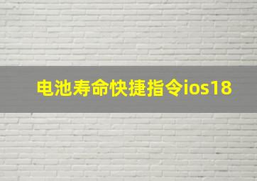 电池寿命快捷指令ios18