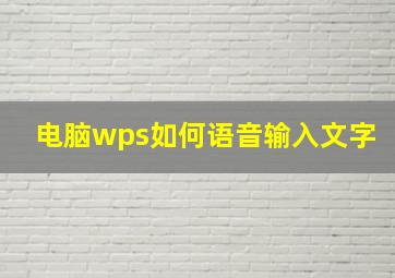 电脑wps如何语音输入文字