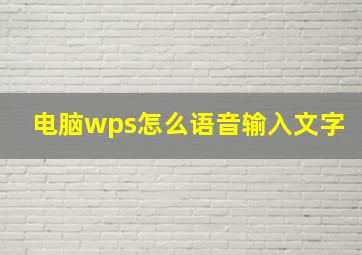 电脑wps怎么语音输入文字