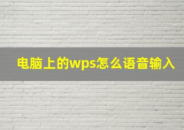 电脑上的wps怎么语音输入