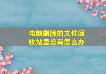 电脑删除的文件回收站里没有怎么办