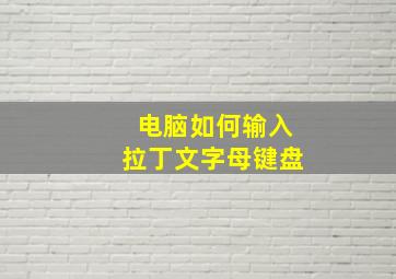 电脑如何输入拉丁文字母键盘