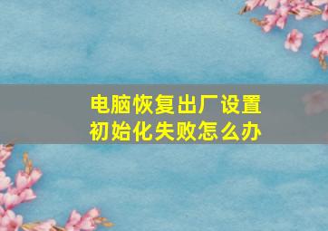 电脑恢复出厂设置初始化失败怎么办