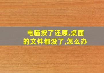 电脑按了还原,桌面的文件都没了,怎么办