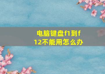 电脑键盘f1到f12不能用怎么办