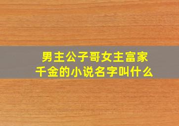 男主公子哥女主富家千金的小说名字叫什么