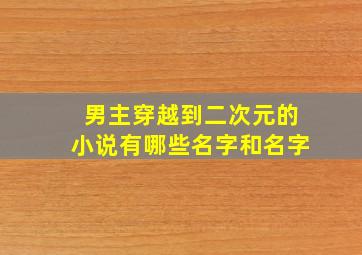 男主穿越到二次元的小说有哪些名字和名字