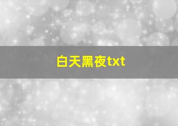 白天黑夜txt