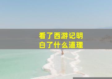 看了西游记明白了什么道理