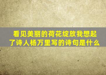 看见美丽的荷花绽放我想起了诗人杨万里写的诗句是什么