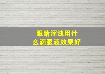 眼睛浑浊用什么滴眼液效果好