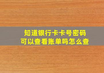 知道银行卡卡号密码可以查看账单吗怎么查