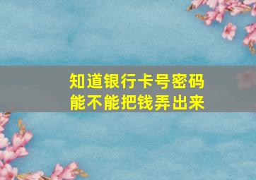 知道银行卡号密码能不能把钱弄出来