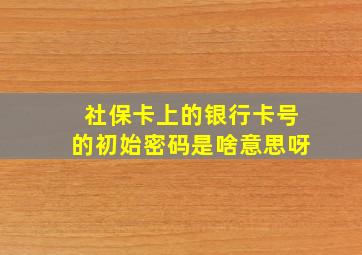 社保卡上的银行卡号的初始密码是啥意思呀