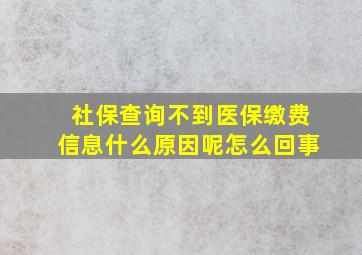 社保查询不到医保缴费信息什么原因呢怎么回事