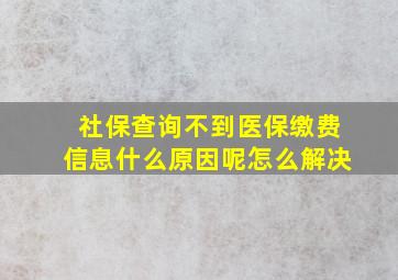 社保查询不到医保缴费信息什么原因呢怎么解决