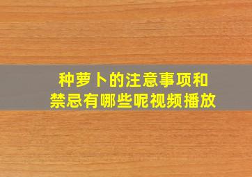 种萝卜的注意事项和禁忌有哪些呢视频播放